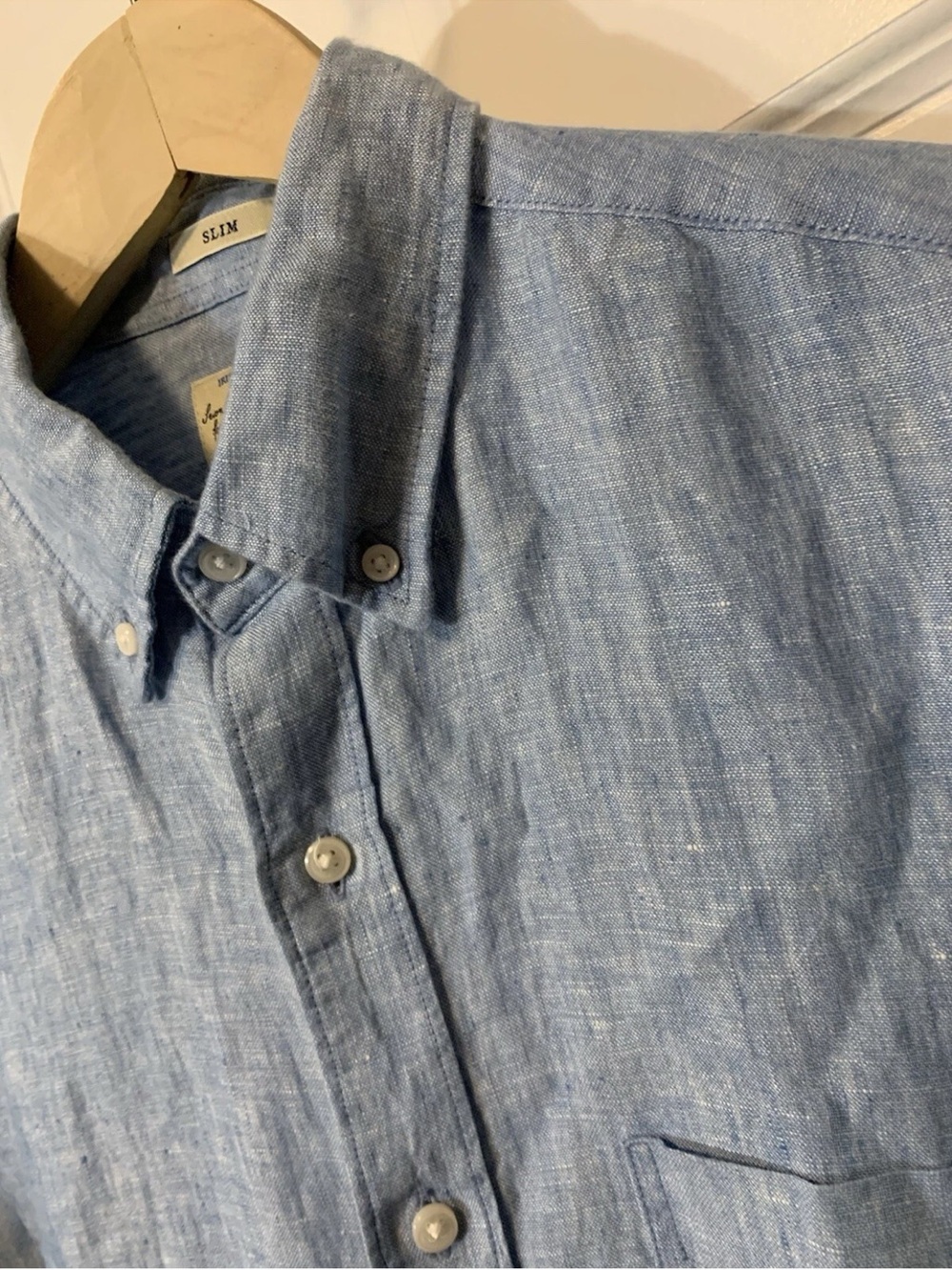 J. Crew Men’s Sz S Baird McNutt Irish Linen Button Shirt Blue Slim